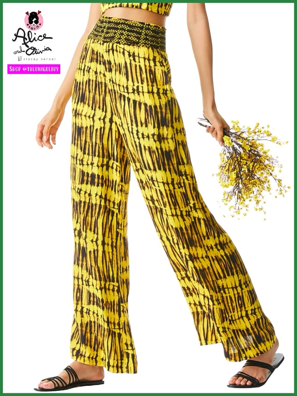 Alice + Olivia Russell High Waist Yellow Black Pant
